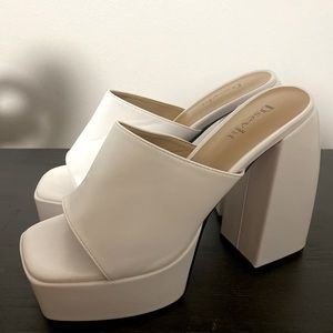White Platform Slip Sandal